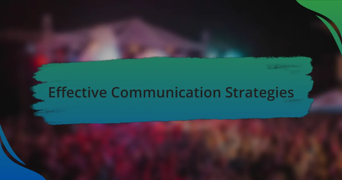 Effective Communication Strategies