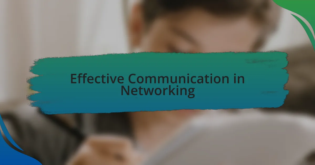 Effective Communication in Networking