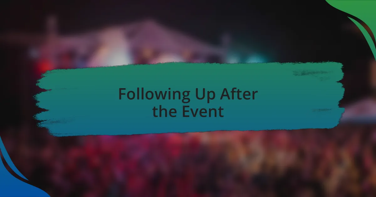 Following Up After the Event