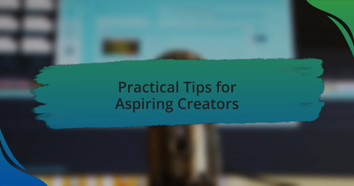 Practical Tips for Aspiring Creators